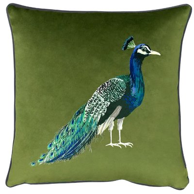 Peacock Velvet Filled Cushion 43x43cm SO'HOME