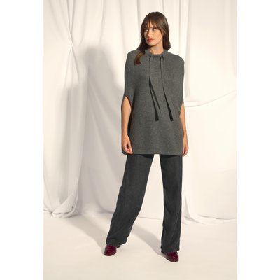 MIAMAR cape col rond anthracite chiné en cachemire JUST CASHMERE