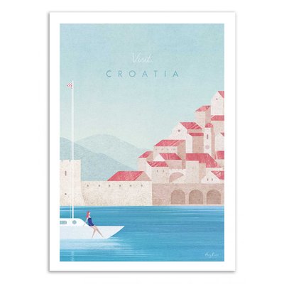 Affiche d’art et cadre noir 30 x 40 cm - Visit Croatia - Henry Rivers WALL EDITIONS