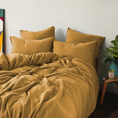 Housse de couette en gaze de coton, SIMPLEMENT GAUFRÉ BLANC CERISE