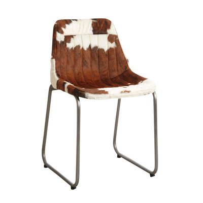 Chaise en métal et peau de vache naturelle AUBRY GASPARD