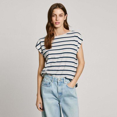 T-Shirt À Rayures Avec Logo Brodé PEPE JEANS