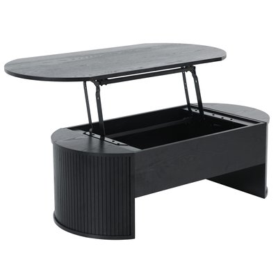 Table basse plateau relevable ovale en mélaminé effet bois 120x60 cm, GABY OVIALA