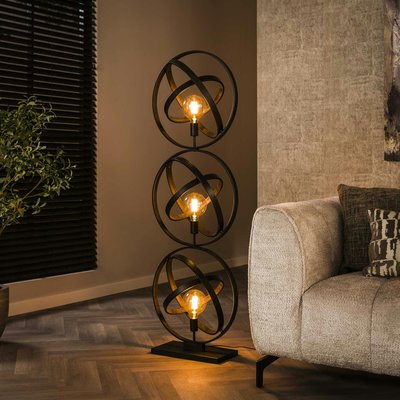 Lampadaire noir avec 3 abat-jour anneaux croisés TRIBECA PIER IMPORT