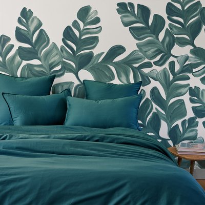 Housse de couette en satin de coton lavé bleu, PALERME OLIVIER DESFORGES