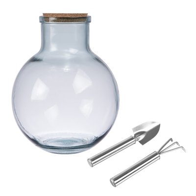 Terrarium et outils Aran     en verre recyclé TABLE PASSION