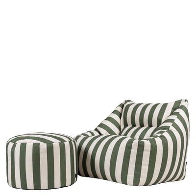 Pouf fauteuil et repose-pieds rond en tissu tissé rayé Oeko-Tex® - NATALIA ICON