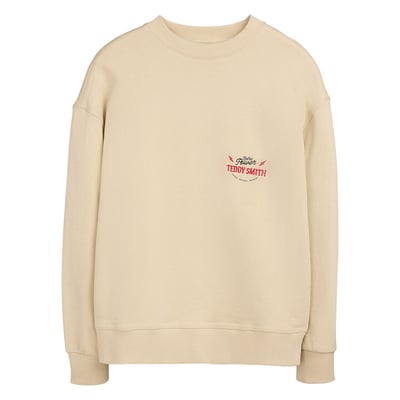 Sweat en coton beige imprimé à la poitrine et au dos avec un col rond TEDDY SMITH