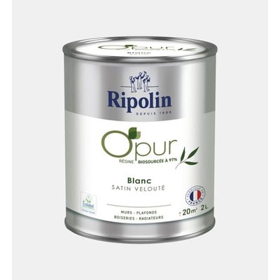 Peinture O'pur Murs, Plafonds Et Radiateurs Satin Velouté Blanc 2 L RIPOLIN