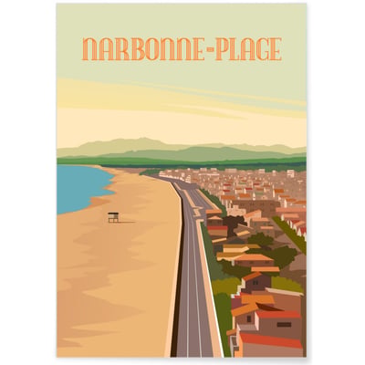 Poster ville Narbonne plage L'AFFICHERIE