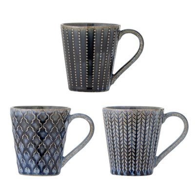 Mug grès emaillé texturé  Elanor set de 3 BLOOMINGVILLE