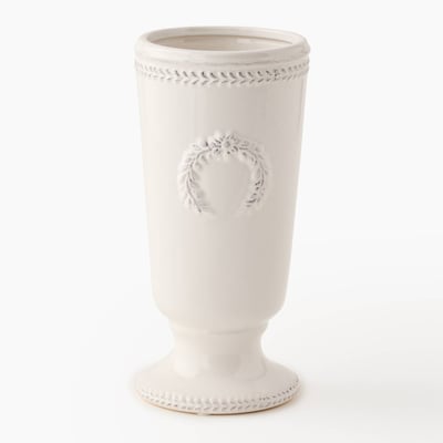 Vase coupe embossé, 12,9xH27,50cm en grès MONOPRIX