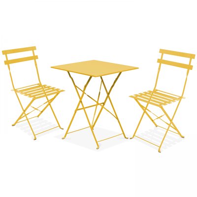 Table bistrot de jardin et 2 chaises pliantes, Rome OVIALA