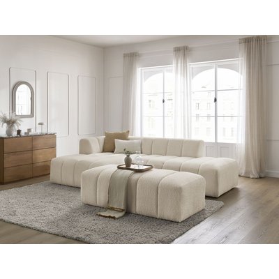 Canapé modulable 4 places en tissu bouclette avec pouf, ANNECY BOBOCHIC
