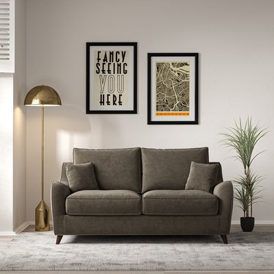 Amelia Velvet 2 Seater Sofa with Dark Wood Legs SO'HOME