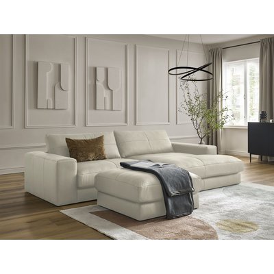 Canapé d'angle fixe 4 places en cuir avec pouf, LEONARD BOBOCHIC