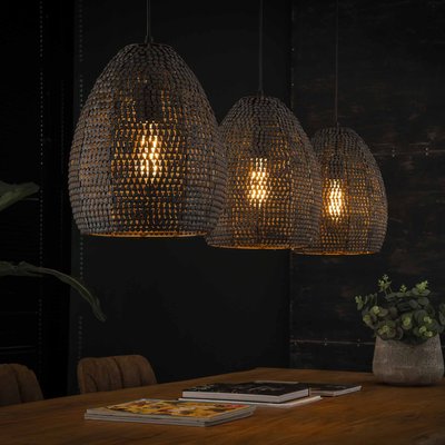 Suspension contemporaine 3 lampes ovales effet maille TRIBECA PIER IMPORT