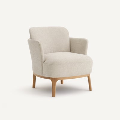 Fauteuil, en chêne massif et tissu texturé, JABOTE AM.PM
