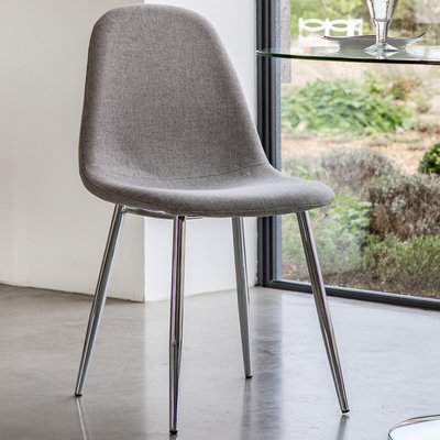 Guston Minimalist Upholstered Dining Chair with Chrome Legs (Set of 2) SO'HOME