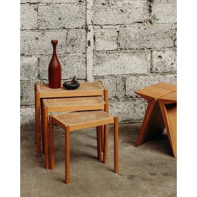 Tables gigogne en cannage Barbara N°41 - Bon état DEBONGOUT