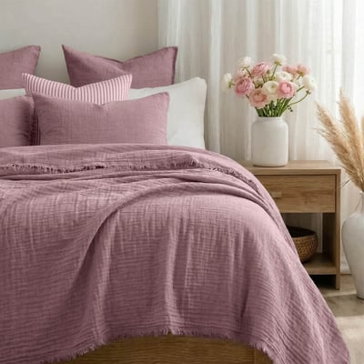 Jeté de lit gaze de coton ALMA Made in Europe FEBRONIE