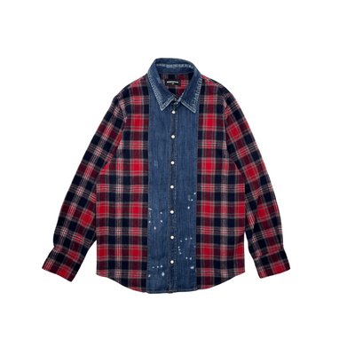Chemise en flanelle écossaise avec empiècement en jean  - Très bon état DSQUARED2
