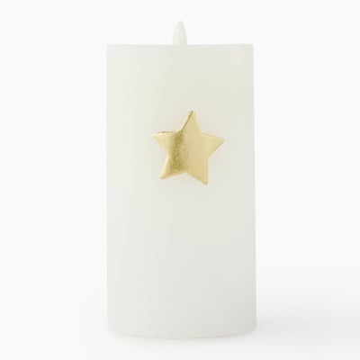 Bougie fumeur mèche LED, D8XH10cm, en cire MONOPRIX