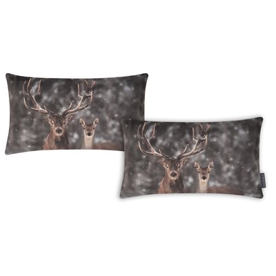 Housse de coussin imprimée cerf, verso peluche - INTO THE WILD-Lot de 2 MAGMA HEIMTEX