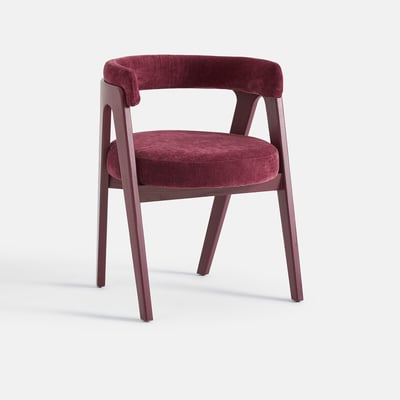 Fauteuil de table vintage, frêne massif et velours, VALENTINA LA REDOUTE INTERIEURS