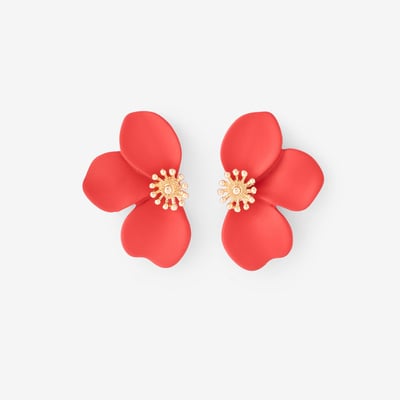 Boucles d'oreilles demi fleur rouge BALABOOSTE