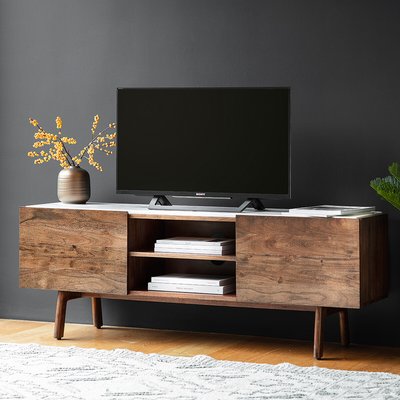 Dhuburi Marble and Walnut Rustic TV Unit SO'HOME