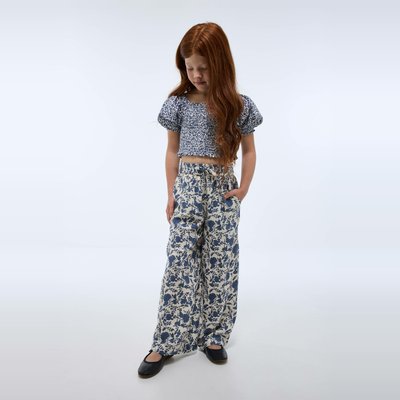 Pantalon fluide imprimé en coton MONOPRIX