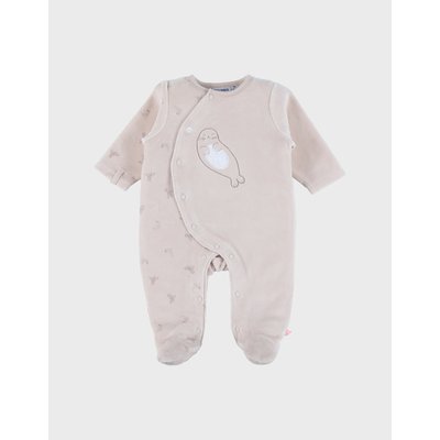 Pyjama bébé en velours avec broderie phoque NOUKIE'S