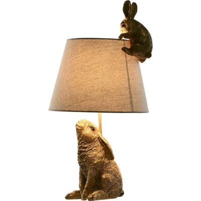 Lampe de table lapin doré style shabby chic en résine RECOLLECTION
