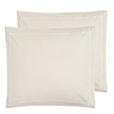 Lot de 2 taies d'oreillers en percale de coton brodée ARROW SENSEI MAISON