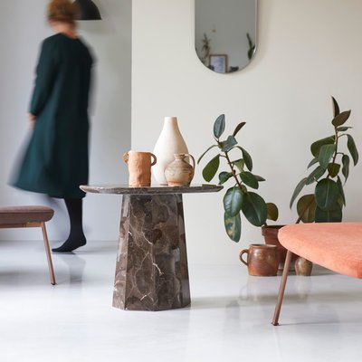 Table d'appoint en marbre brown KEESOG TIKAMOON