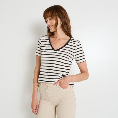 T-shirt rayé col V GRAIN DE MALICE