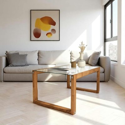 Table basse verre et bois brun - forme rectangle LHASA PIER IMPORT