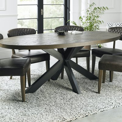 Table de repas ovale en bois massif pied central métal ARLINGTON PIER IMPORT