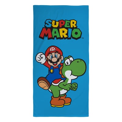 Serviette de bain et de plage imprimée 100% coton, YOSHI SUPER MARIO