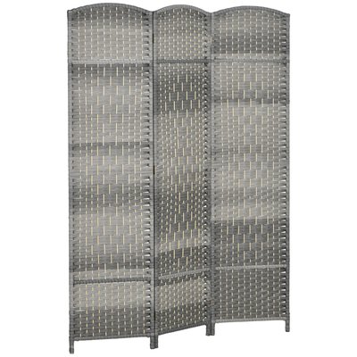 Paravent intérieur 3 panneaux pliables en bois style bohème tissé HOMCOM