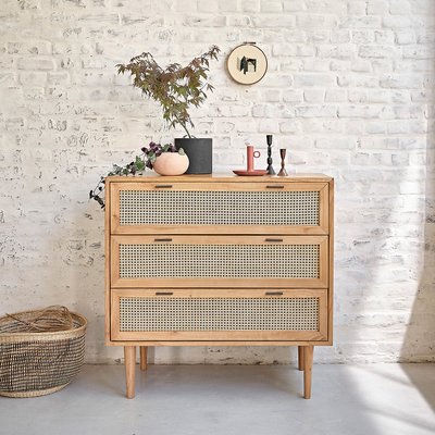 Commode en mindi massifet cannage 100 cm  ALBA BERAH GETAH