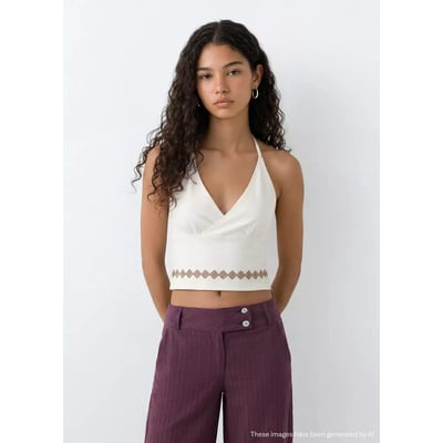 Top dos-nu avec détails brodés MANGO TEEN