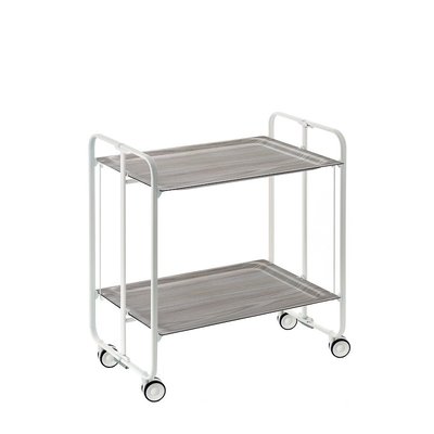 Table roulante pliante  BAUHAUS châssis blanc, 2 plateaux DON HIERRO