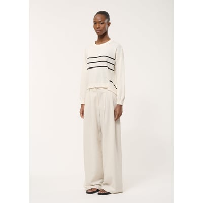 Pull asymétrique en maille fine rayée HUMILITY