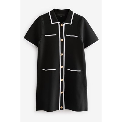 Mini robe boutonnée en maille avec col NEXT