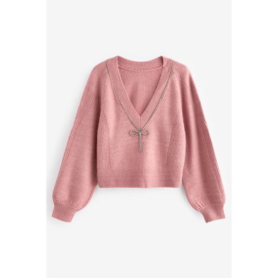 Pull avec nœud et bijou NEXT