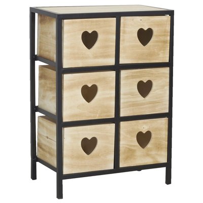 Commode 6 tiroirs en bois naturel Coeur 2 x 3 tiroirs AUBRY GASPARD