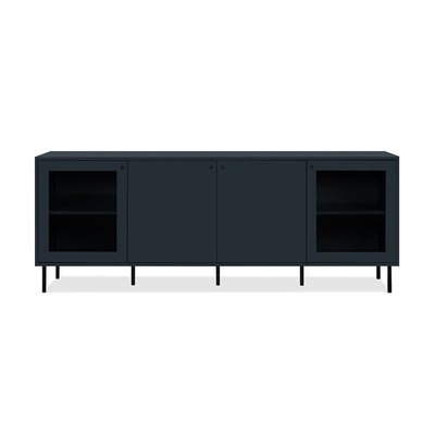 Buffet Bas 4 Portes dont 2 Vitrées Bleu Marine L180 cm - BOGOTA CALICOSY