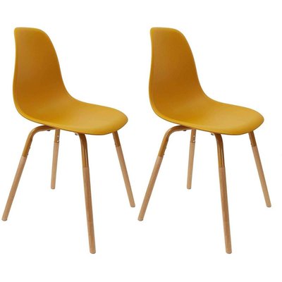 Chaise scandinave pieds métal et bois de hêtre Phenix (Lot de 2) CMP